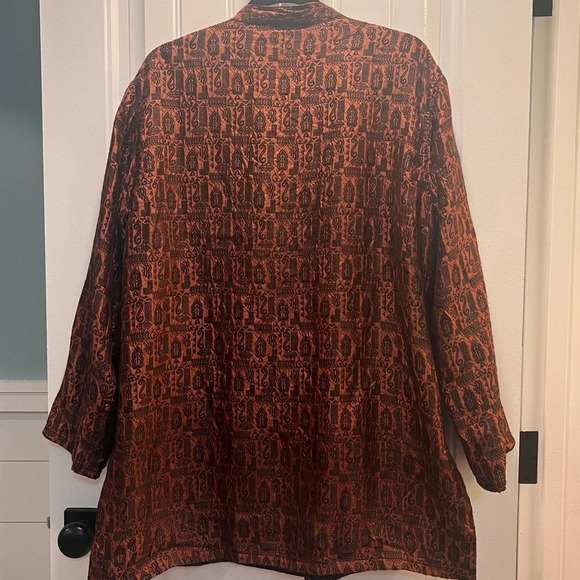 Vintage Chico’s Design Brown‎ & Black Mandarin Collar Long Lined Jacket. Size 3. - Picture 3 of 10